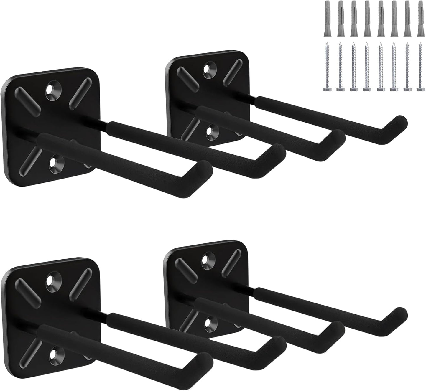 2PCS Heavy Duty Steel Hooks, Garage Hanger Storage Tool Organizer Rack, Wall Mount Utility Hooks to Hang Chairs, Ladders, Tires, Shovels, Strollers and More