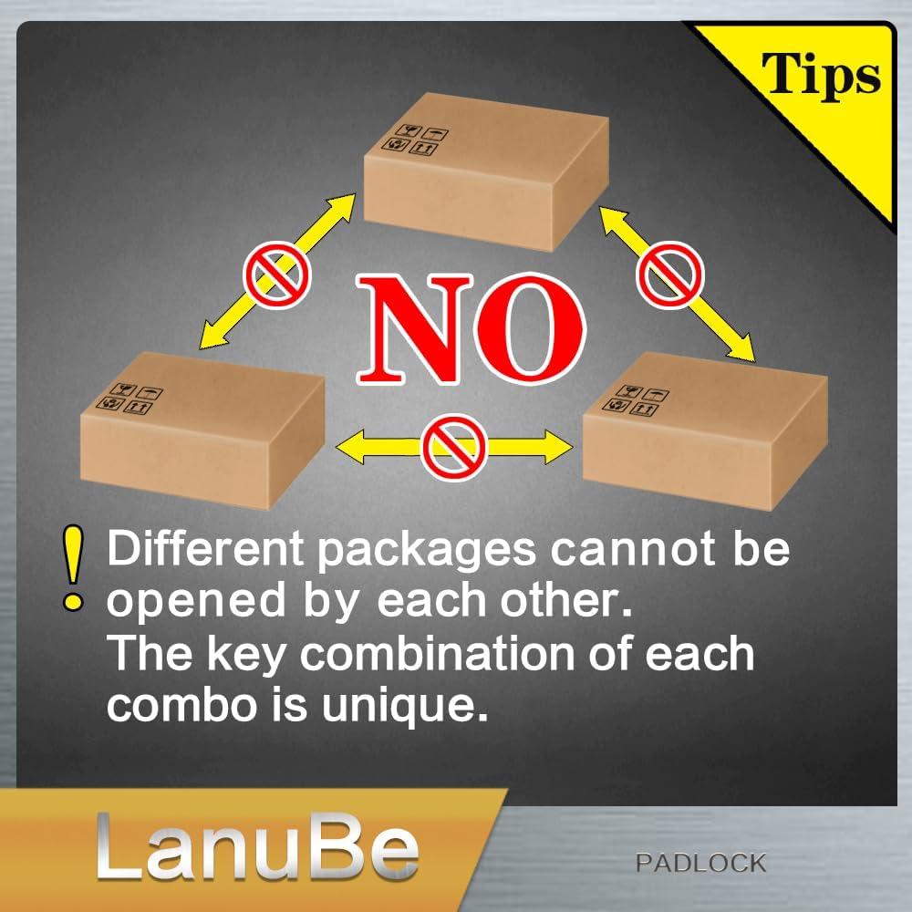 LanuBe Lock Laminated keyed Padlock (1-9/16", 40mm), keyed Alike Locks, Normal Shackle,Marked Black Plastic Hoop, Pack of 24