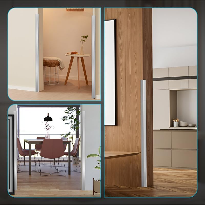 Proflex Wall Corner Protector - Pack of 6 Self Adhesive Corner Guards for Walls Edge Protection - 1 inch x 48 inch, Brushed Aluminum – Easy to Apply – No Tools Needed