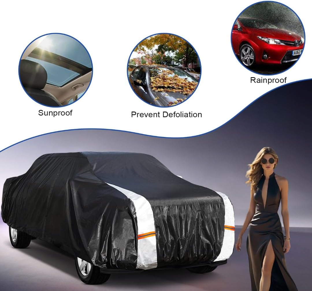 Ford F-150 Truck Cover Custom Fit 1997-2025 Regular LB (8'-8.1') with Door Zipper, 12 Layers Full Exterior Pickup Truck Cover Waterproof All Weather, for Wind Dust Sun and UV Protection.