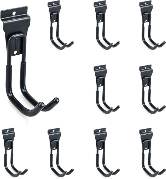 Slatwall Hooks Heavy Duty Slat Wall Accessories Garage Large J Slatwall Hooks Assortment, Slatwall Panel Hooks, Black(10 Pack)