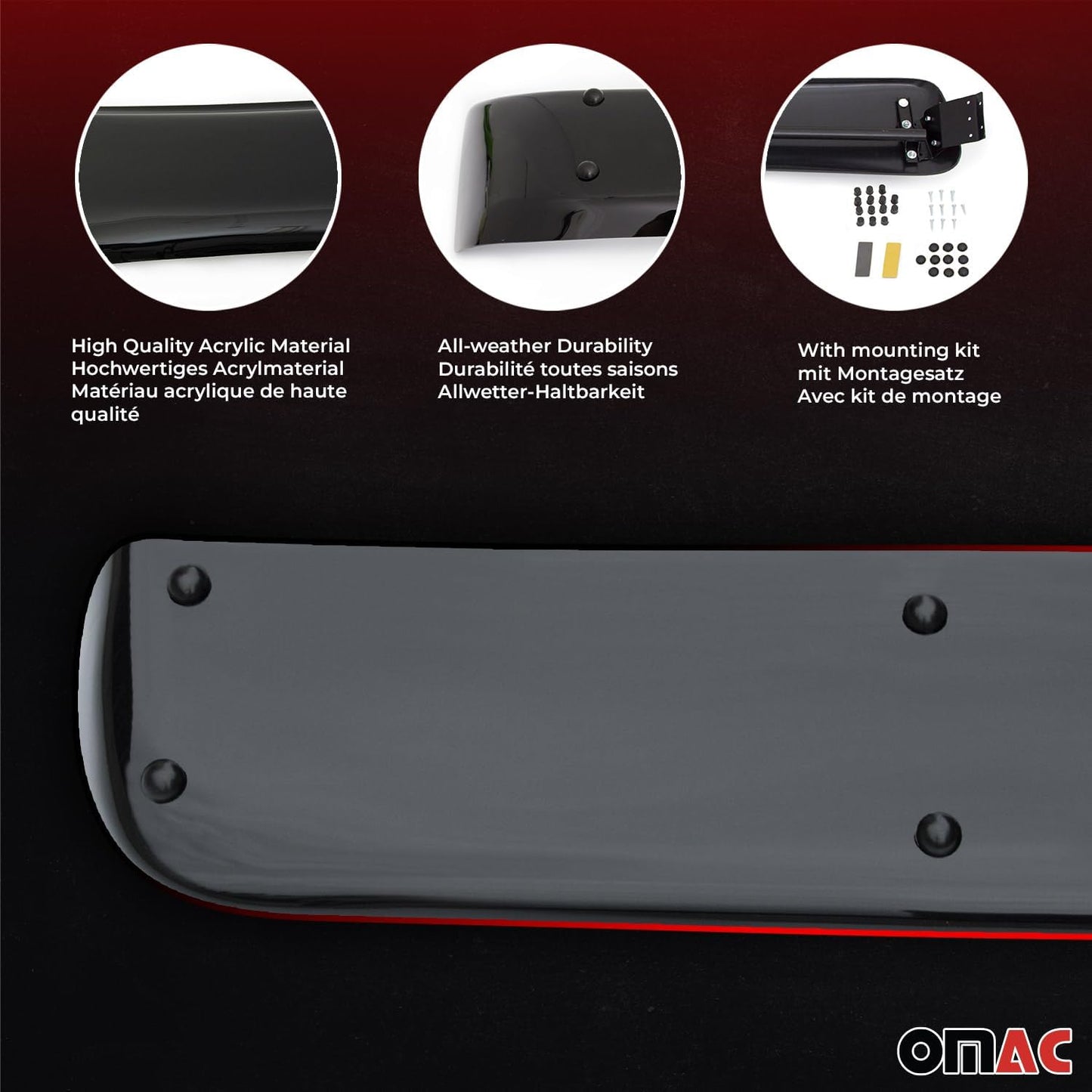 OMAC Front Windshield Sun Visor Protector for Mercedes Metris 2016-2024 Acrylic Smoke