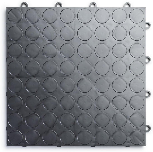 Big Floors RaceDeck CircleTrac, Interlocking Non-Slip Garage Flooring Tile, Durable, Modular, Heavy-Duty Copolymer, Easy Install (Graphite, 12 Pack of 12 x 12" Tiles)