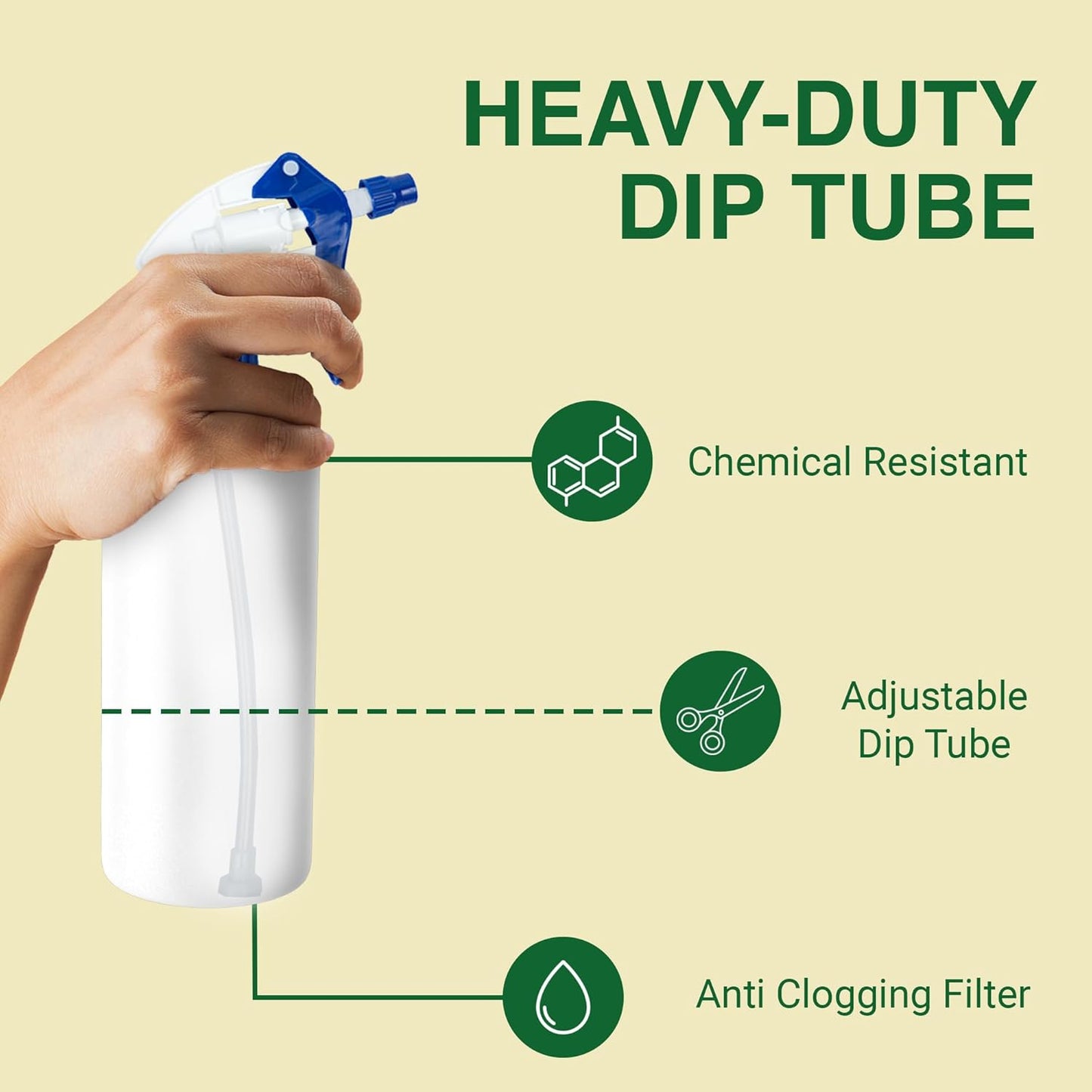 Spray Bottle Nozzle Replacement, Bottle Tops Only - Sprayer Nozzle Triggers for Heavy Duty, Commercial, Home Cleaning Solutions - Fits 8,16,24,32 oz Plastic & Glass Bottles, Blue 3 Pack