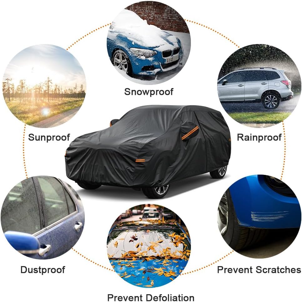 Kayme 7 Layers SUV Car Cover Custom Fit for Kia Sportage (1994-2025) Waterproof All Weather for Automobiles,Outdoor Full Cover Rain Sun UV Protection.Black