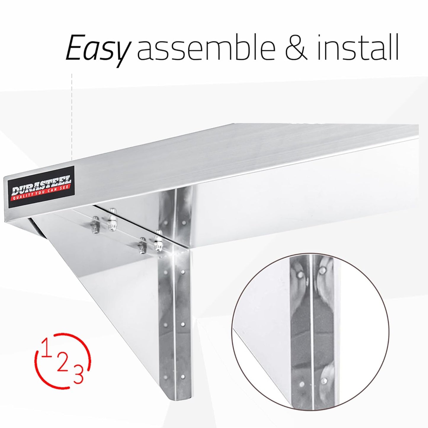 DuraSteel Stainless Steel Wall Mount Shelf 60" Wide x 14" Deep Commercial Grade - NSF Certified - Good for Restaurant, Bar, Home, Kitchen, Laundry, Garage and Utility Room