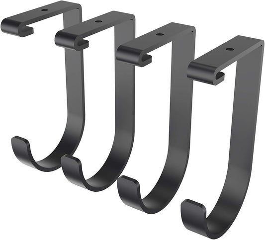 FLEXIMOUNTS 4 Pack Add On Storage Flat Hook Accessory for Garage Ceiling Rack and Wall Shelving, Max Weight Capacity up to 50lbs, Black