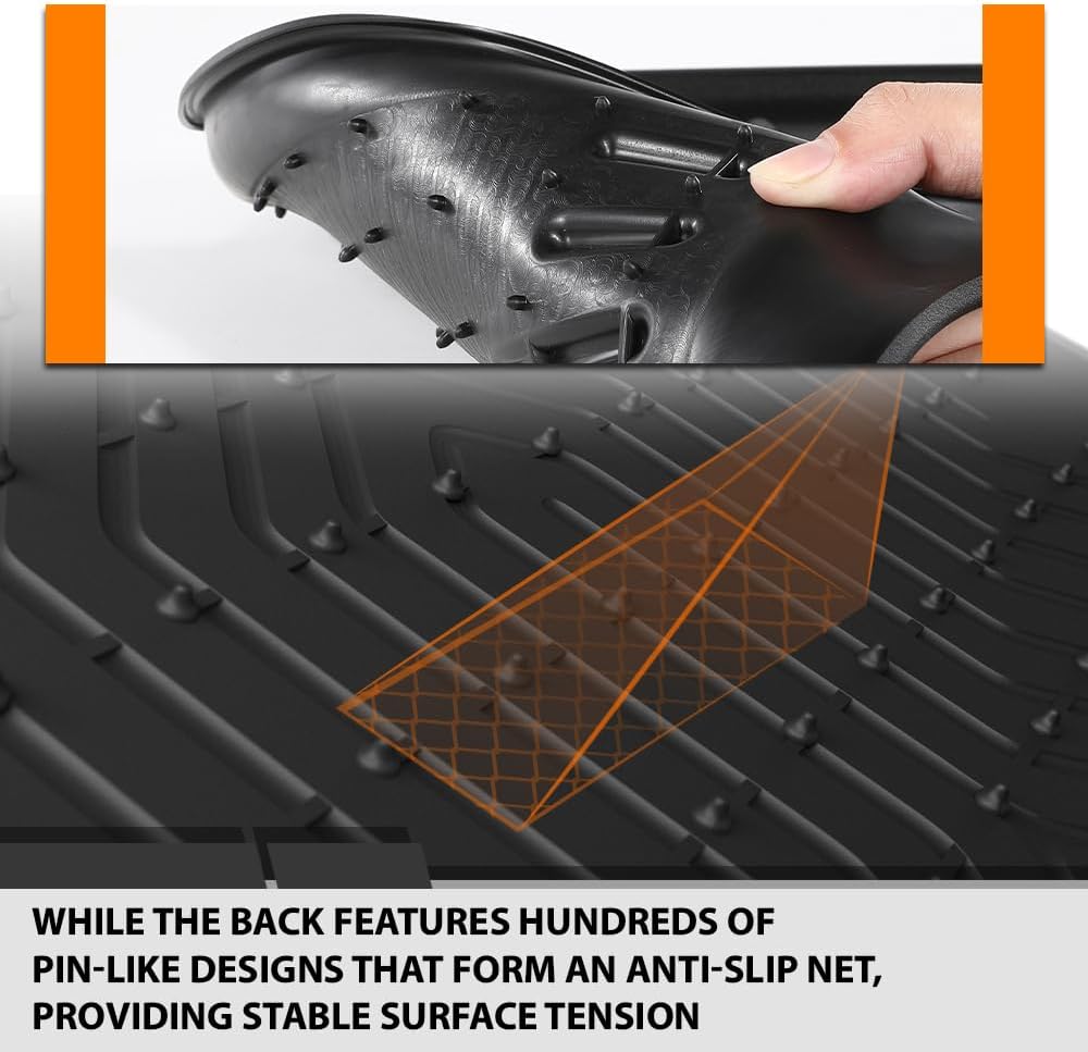 G-Plus Floor Mats 3PCS Compatible with Tesla Model Y 2020-2024(Fit 5-Seat, NOT Fit 7-Seat),TPE All Weather Full Cover Protection 1st & 2nd Row Floor Mats Accessories Black