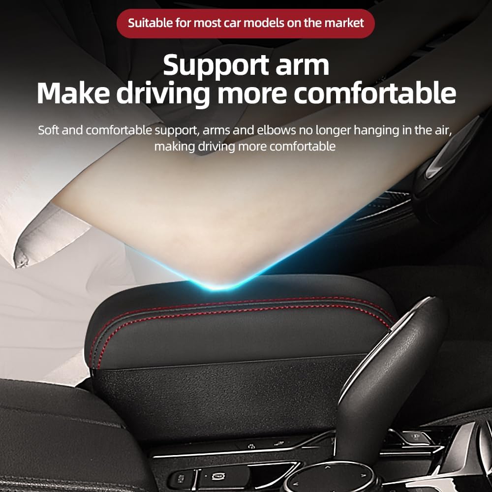 JEYODA Car Armrest Box with Cup Holder Car Central Liftable Armres Storage Organizer Box Arm Rest，Car Seat Gap Filler Organizer (Brwon)