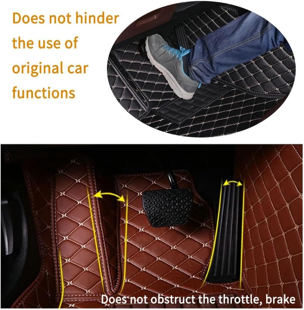 Custom Personalized Floor Mats for Cars，Luxury Full Coverage All Car Floor Mats，Anti-Slip Leather Car Mat Set ，Custom Floor Mats for 99% of Cars, Trucks & SUVs. (Light Brown)