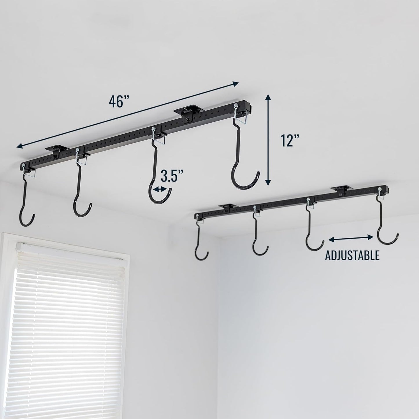 Teal Triangle Ceiling Mounted Bike Rack for Garage - Premium Bicycle Stand & Hanger for Space-Saving Storage | Adjustable Ceiling Hooks Hold 4-8 Bikes - Indoor Bicycle Rack System for basement