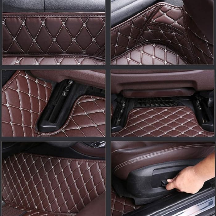 Customized Personalized car Floor mats, All-Weather Luxury car Floor mats, Waterproof and Anti Slip Leather car Floor mat Lining, 95% Customized car, Truck, and SUV Floor mats (Edge Yellow)