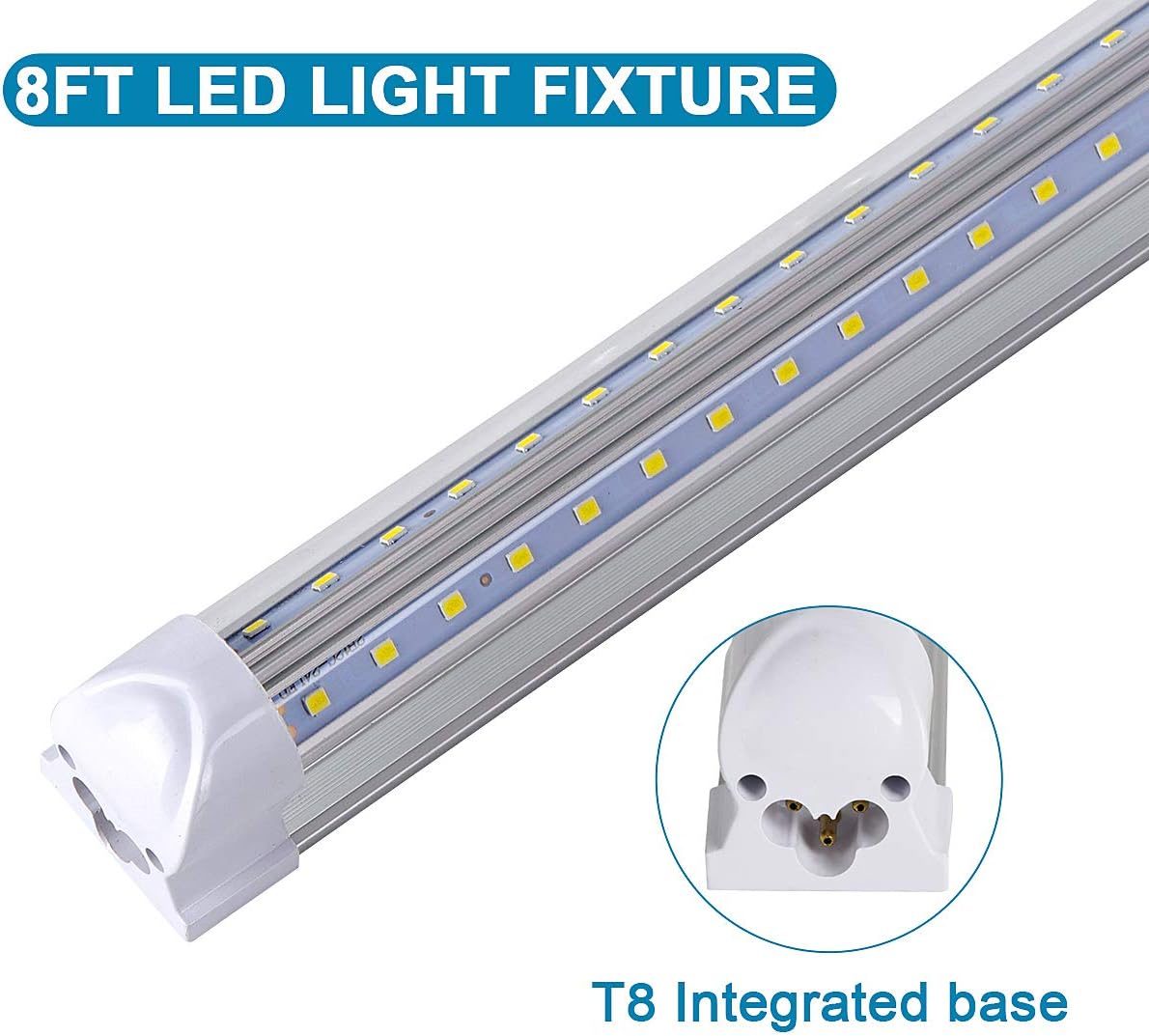 4 Pack,Led Shop Lights, 8FT Led Shop Light,100W 6000K 15000LM Clear White,Led Shop Light 8FT 110V Linkable Integrated V-Shape for Shop Garage,Warehouse,