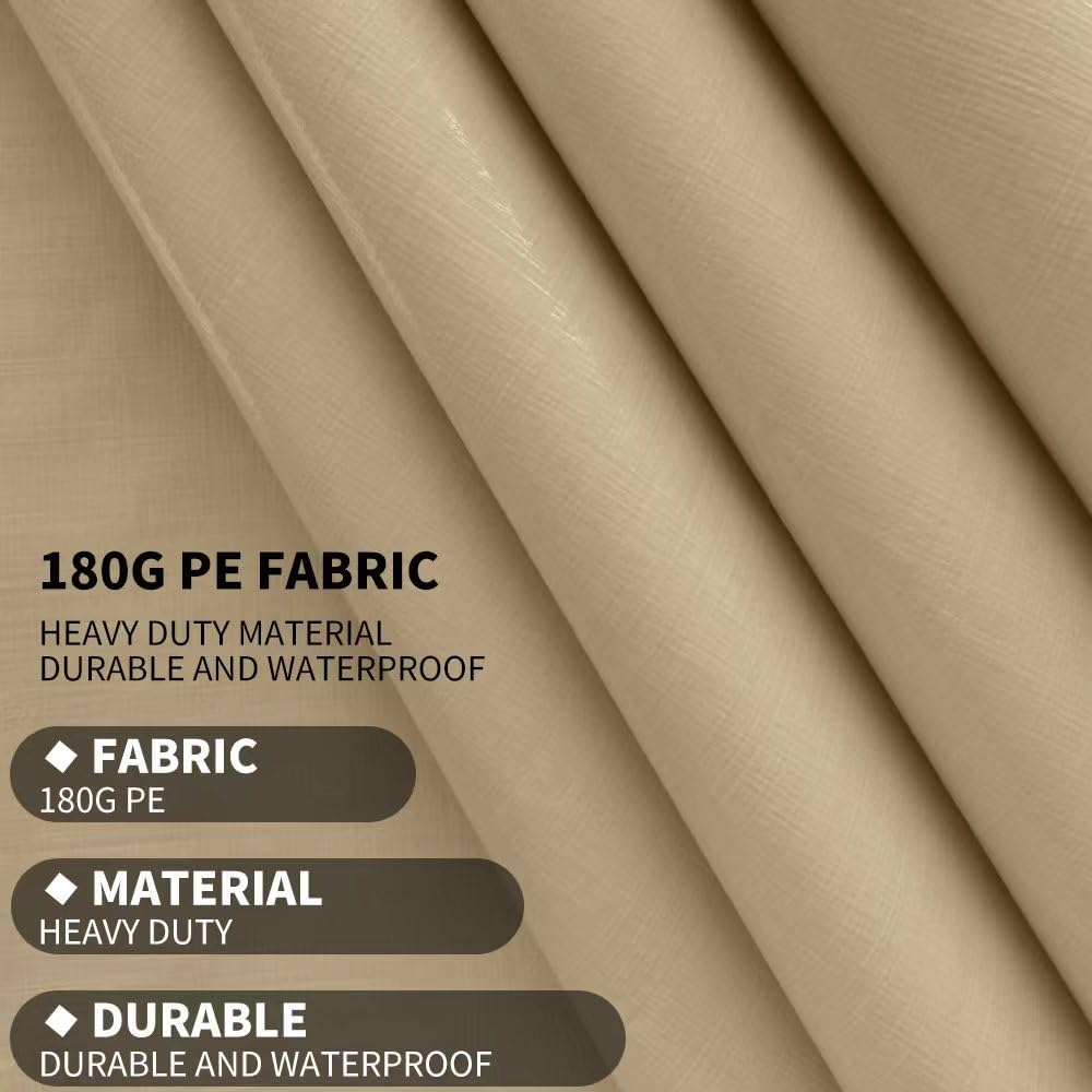 10'x20' Upgraded Carport Replacement Top Canopy Cover for Car Garage Shelter Tent Party Tent with Ball Bungees Beige (Only Top Cover, Frame is not Included)
