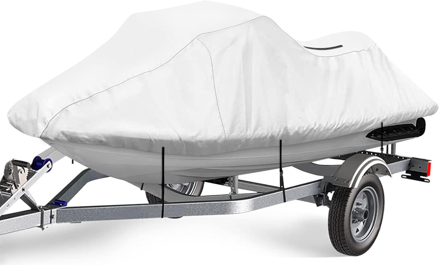 iCOVER Jet Ski Cover - Personal Watercraft Covers, Waterproof Heavy Duty Trailerable Jet Ski Protection for Seadoo Kawasaki Yamaha Wave Runner, Fits PWC Models Up to 113in Long