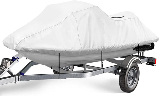 iCOVER Jet Ski Cover - Personal Watercraft Covers, Waterproof Heavy Duty Trailerable Jet Ski Protection for Seadoo Kawasaki Yamaha Wave Runner, Fits PWC Models Up to 113in Long