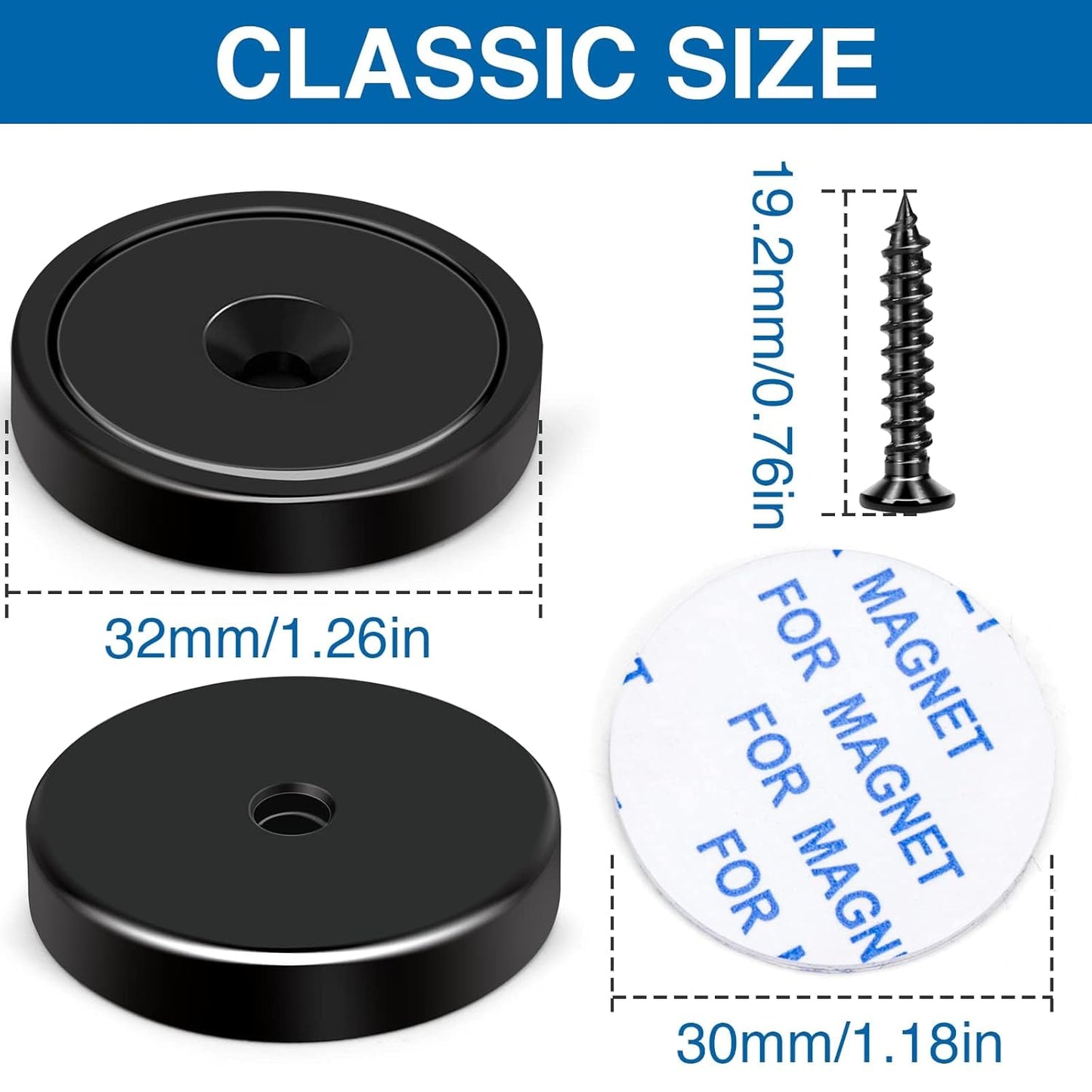 LOVIMAG 100 Pack Strong Neodymium Magnets, 110 LBS Black, with Screws for Wall Mounting, Holding Tools, Lifting