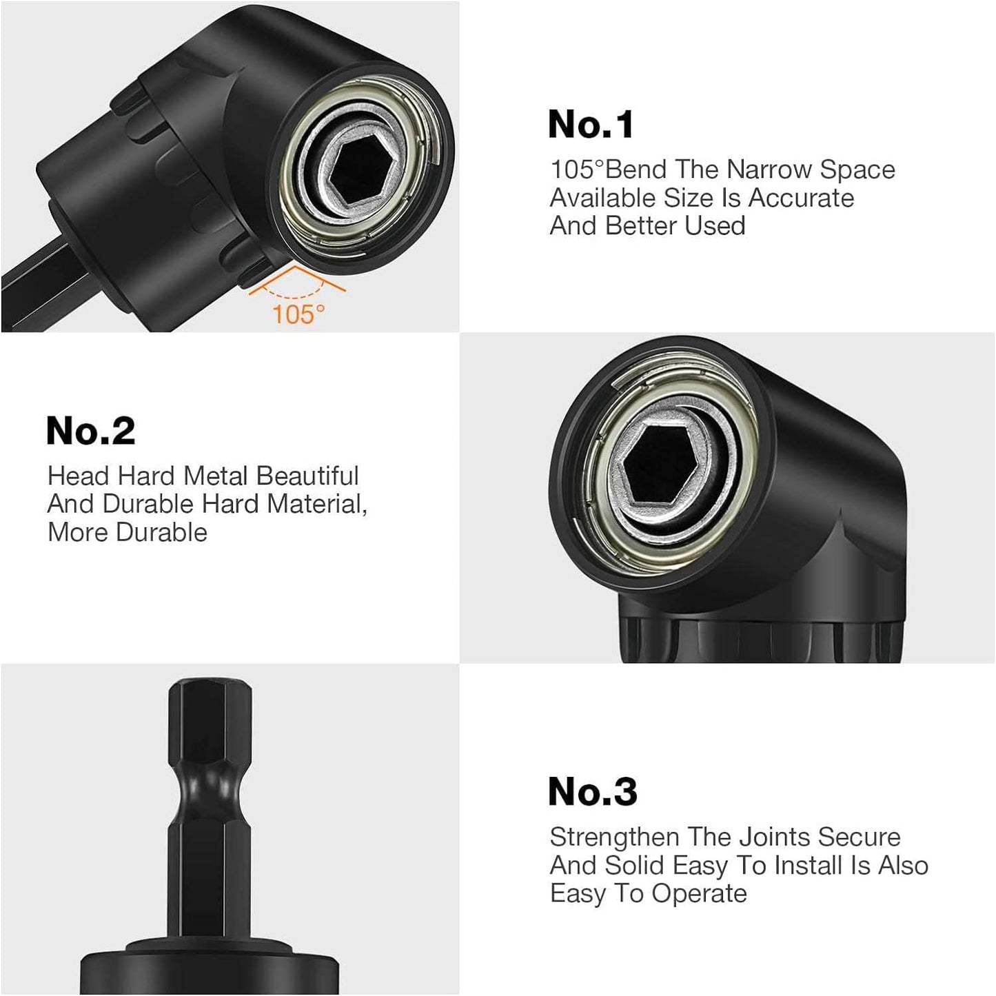 17Pcs Flexible Drill Bit Extension, Include 3Pcs Rotatable Socket Adapter 2Pcs Hex Shank 105° Right Angle Drill Attachment 10 Short Screwdriver Bits 90° Angled Bits and Bendable Extension