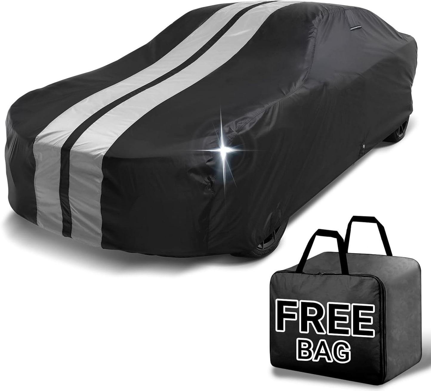 iCarCover Custom Car Cover for Buick Grand National (1984-1987) Waterproof All-Weather Rain Snow UV Sun Protector Full Exterior Indoor Outdoor Car Cover (Stripe - Black/Gray)