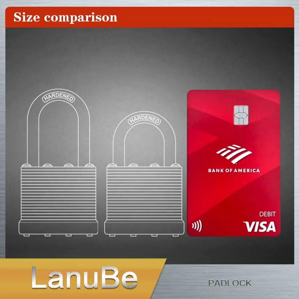 LanuBe Lock Laminated keyed padlock1-9/16 inch, keyed Alike Locks, Normal Shackle,Marked Black Plastic Hoop, Pack of 120