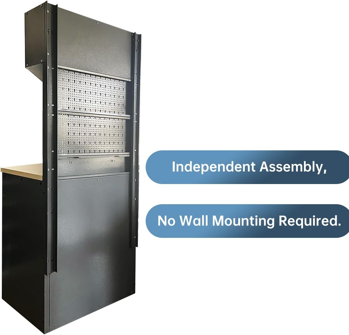 JZD Garage Storage Cabinet Set, Industrial Strength Tool Storage System, Wall Mounting Not Necessary