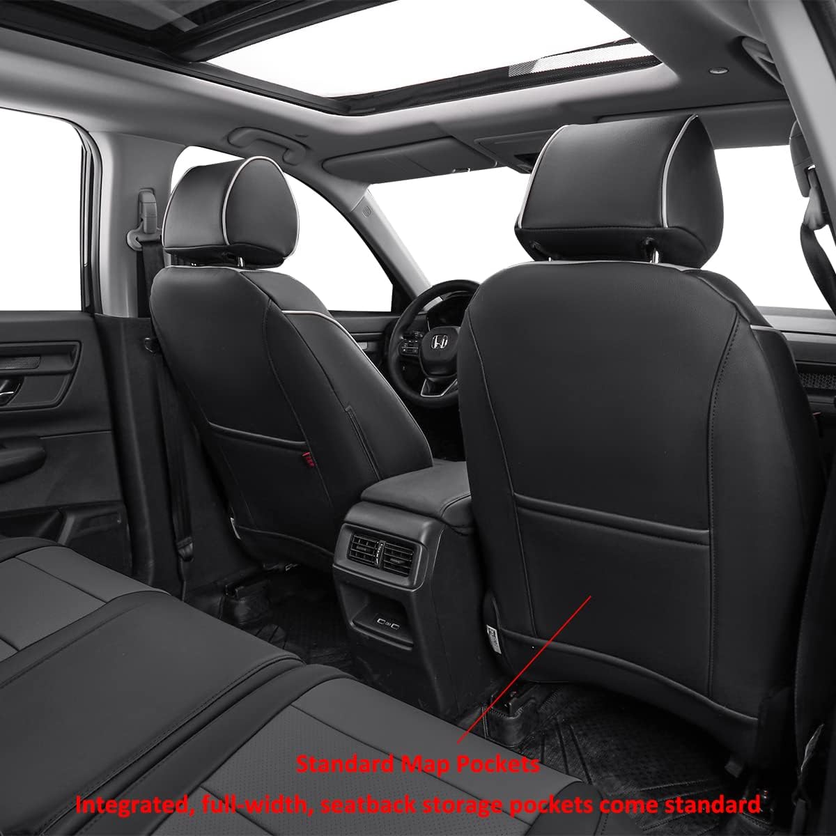 EKR Sportage Seat Covers Custom Fit for KIA Sportage LX 2023 2024 2025 2026 Leather Car Seat Cover Full Set - Faux Leather (Black/Gray)