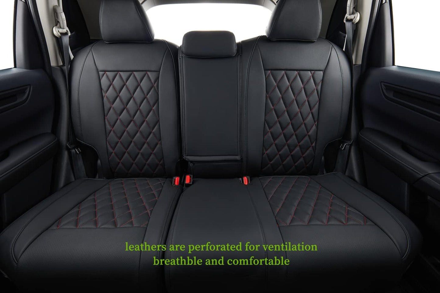 coverdream Custom Seat Covers Compatible with Select Honda CRV 2015 2016 Models - Leatherette (Red/Black,Full Set)