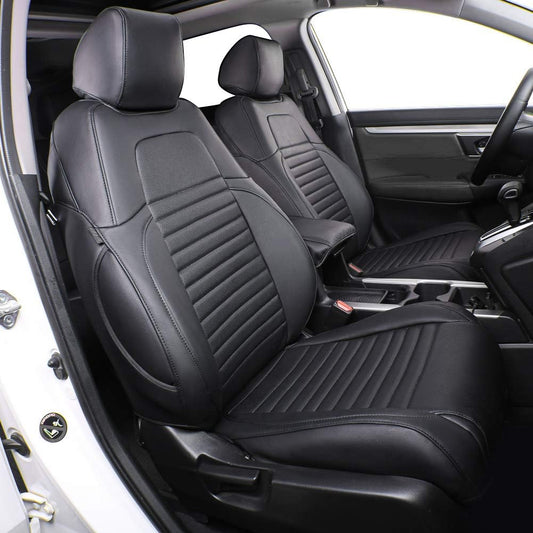 EKR Accord Car Seat Covers for Honda Accord 2023 2024 2025 EX,SE &2023-2025 (Hybrid) Sport,EX-L,Sport-L,Touring,(Rear Row W/40/60 Split Backrest),Leather Seat Covers for Trucks Full Set (Black)