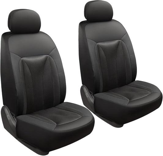 GIANT PANDA Front Car Seat Cover for Jeep, 3D Air Mesh Car Seat Covers Custom Fit Jeep Grand Cherokee Wrangler Compass Gladiator Wagoneer (Black) 2-Pack
