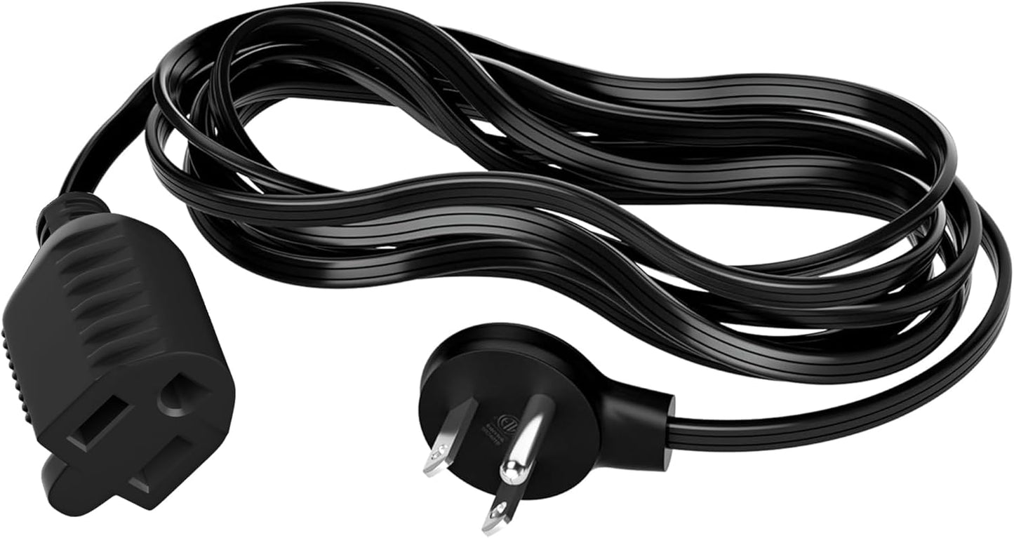 Elecan Flat Plug Extension Cord 25 Ft with Slim Space-Saving Plug Design, Thin Flat Cable Low Profile Power Cord 3 Prong Grounded Wire, 16 Gauge 13 A/125 V-Black-ETL Certified