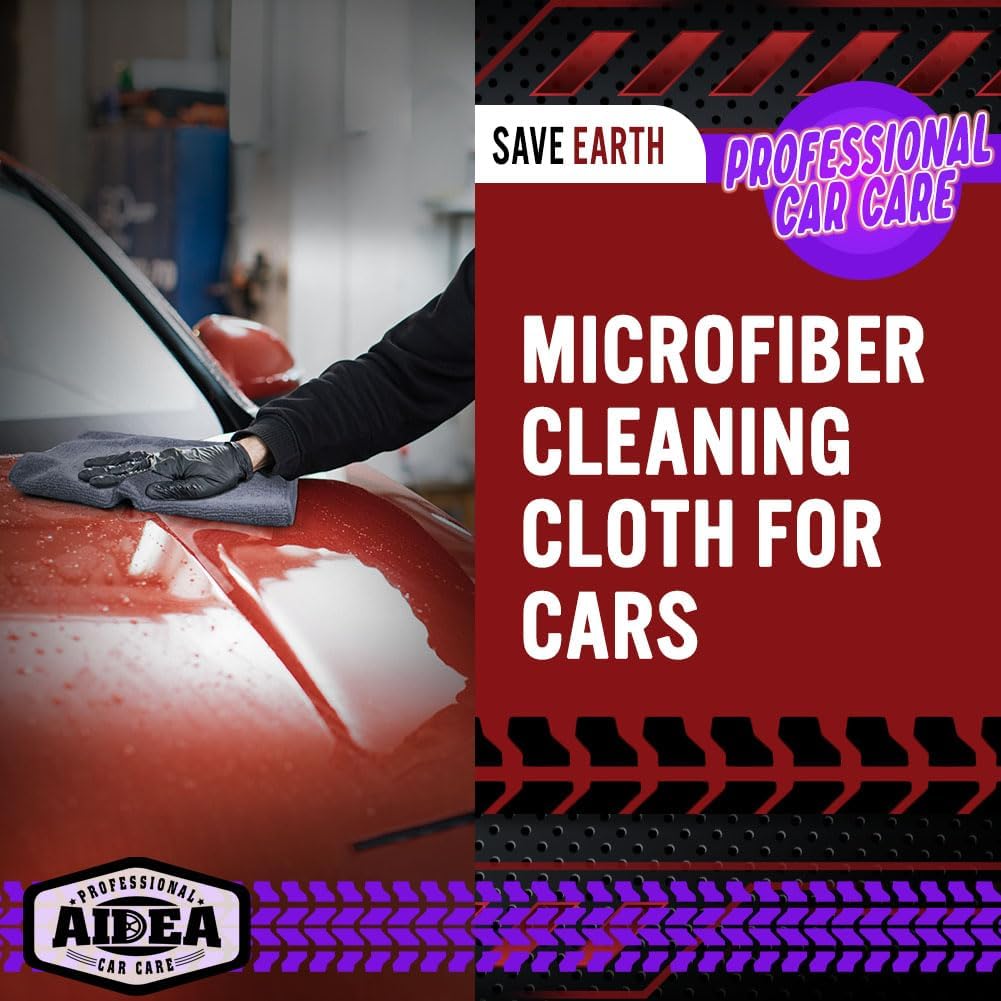 AIDEA Microfiber Cleaning Cloth Grey 150PK, Microfiber Towels for Cars, Premium Car Cloths, Dusting Cloth Lint Free Cleaning Rags for SUVs, House, Kitchen, Window, Workshops,12×12"