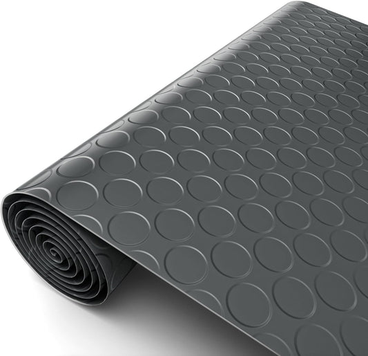 Premium Garage Floor Mat, Commercial Grade Heavy Duty Parking Mat for Garage Floor, Golf Cart Parking, Water/Stain Resistant Floor Runner (Grey Coin, 4 x 6.5 Feet)