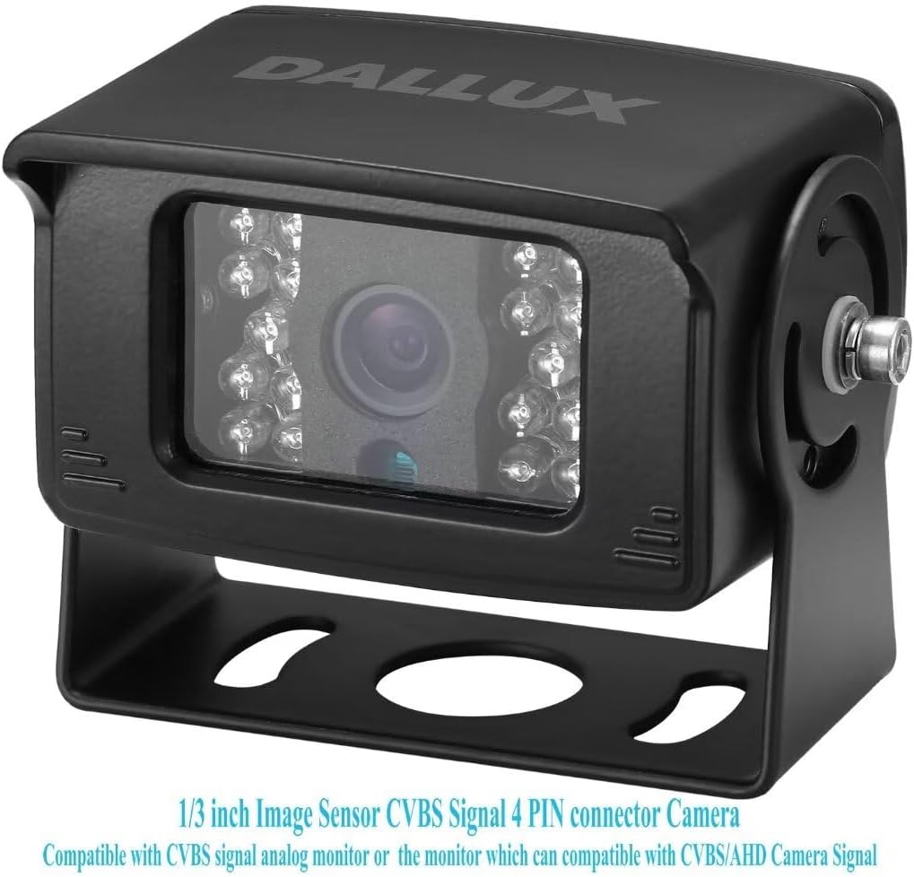 Bus Truck Vehicle Backup Cameras Wide View Angle cab cam Rearview Reverse Waterproof Night Vision 4 PIN Cam for Travel Trailer/Pickup/Van/RV Camper/Motor Home (12V,package not include extension cable)