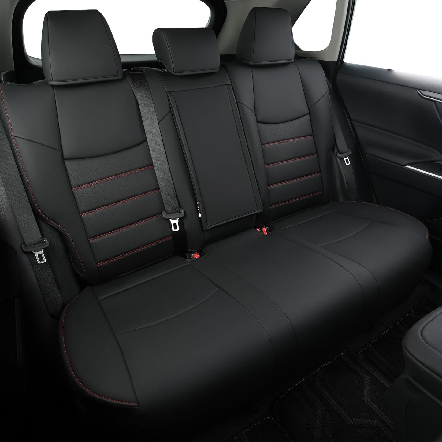 RISINGSTAR Rav4 Hybrid Seat Covers, fit 2019-2025 Toyota Rav4 Hybrid LE,XLE,Woodland Edition,XLE Premium,Limited, Not for XSE/SE/Plug-in(Black&Red)
