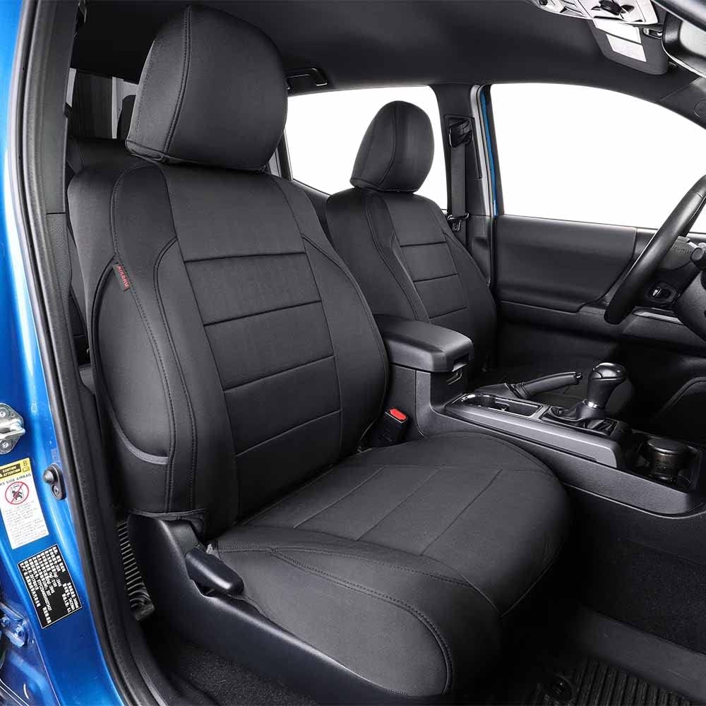 EKR Custom Fit Tacoma Front Car Seat Covers for Select Toyota Tacoma 2016 2017 2018 2019 2020 2021 2022 2023 Double Cab/Access Cab -Front Row Only, Neoprene (Black)