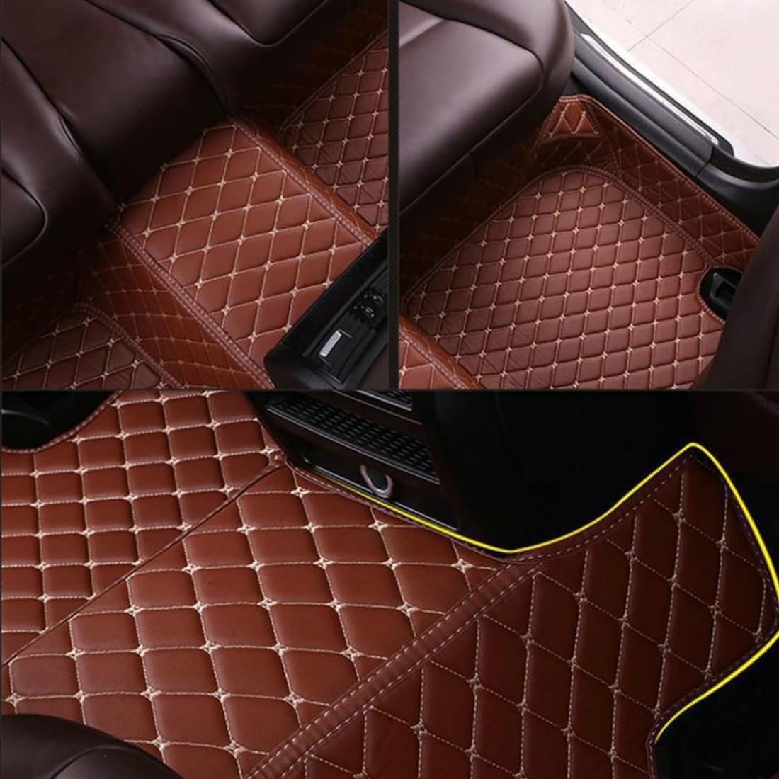 Custom Personalized Floor Mats for Cars，Luxury Full Coverage All Car Floor Mats，Anti-Slip Leather Car Mat Set ，Custom Floor Mats for 99% of Cars, Trucks & SUVs. (Black and White)