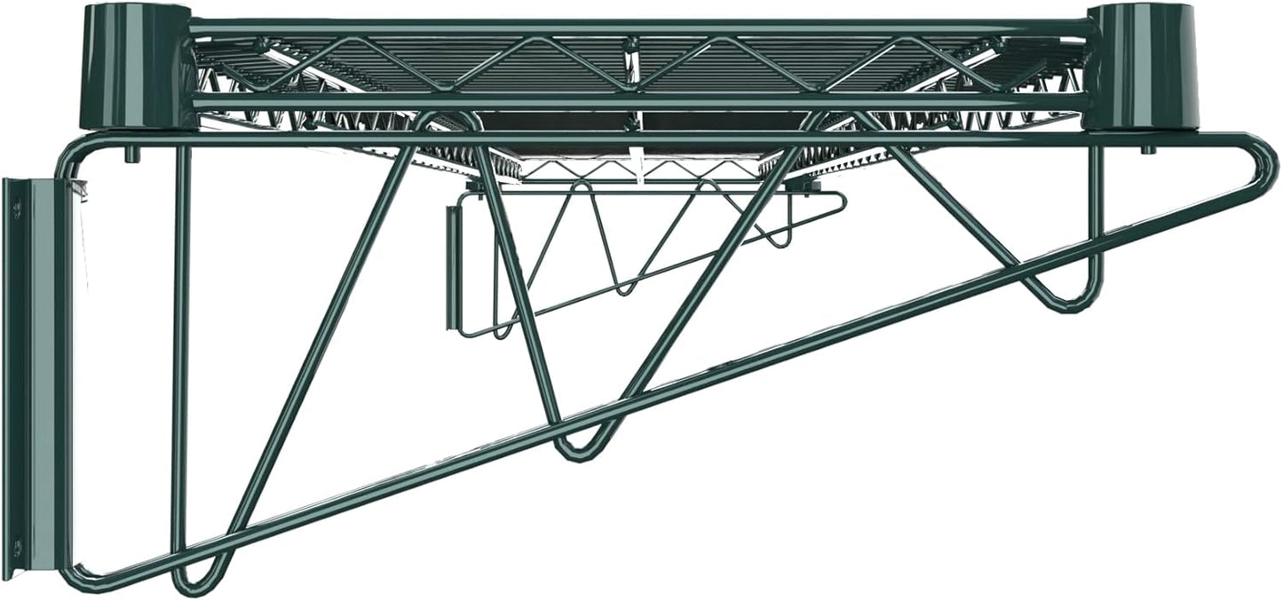 14" x 60" Green Epoxy Wire Wall Mount Shelf