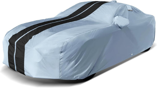 iCarCover Custom Car Cover for Pontiac Grand Prix (1988-2008) Waterproof All-Weather Rain Snow UV Sun Protector Full Exterior Indoor Outdoor Car Cover (Stripe - Gray/Black)