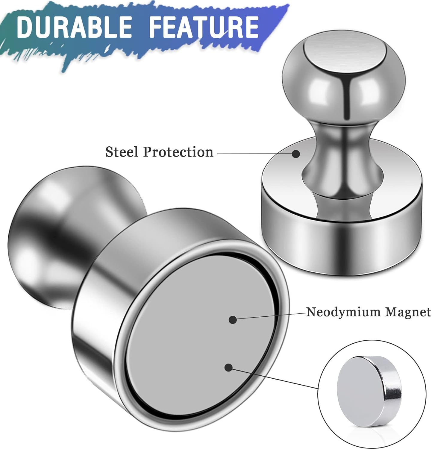 50 Pack Fridge Magnets, Small Strong Refrigerator Neodymium Magnets for Whiteboard, Office, Classroom, Kitchen, Adults, Home