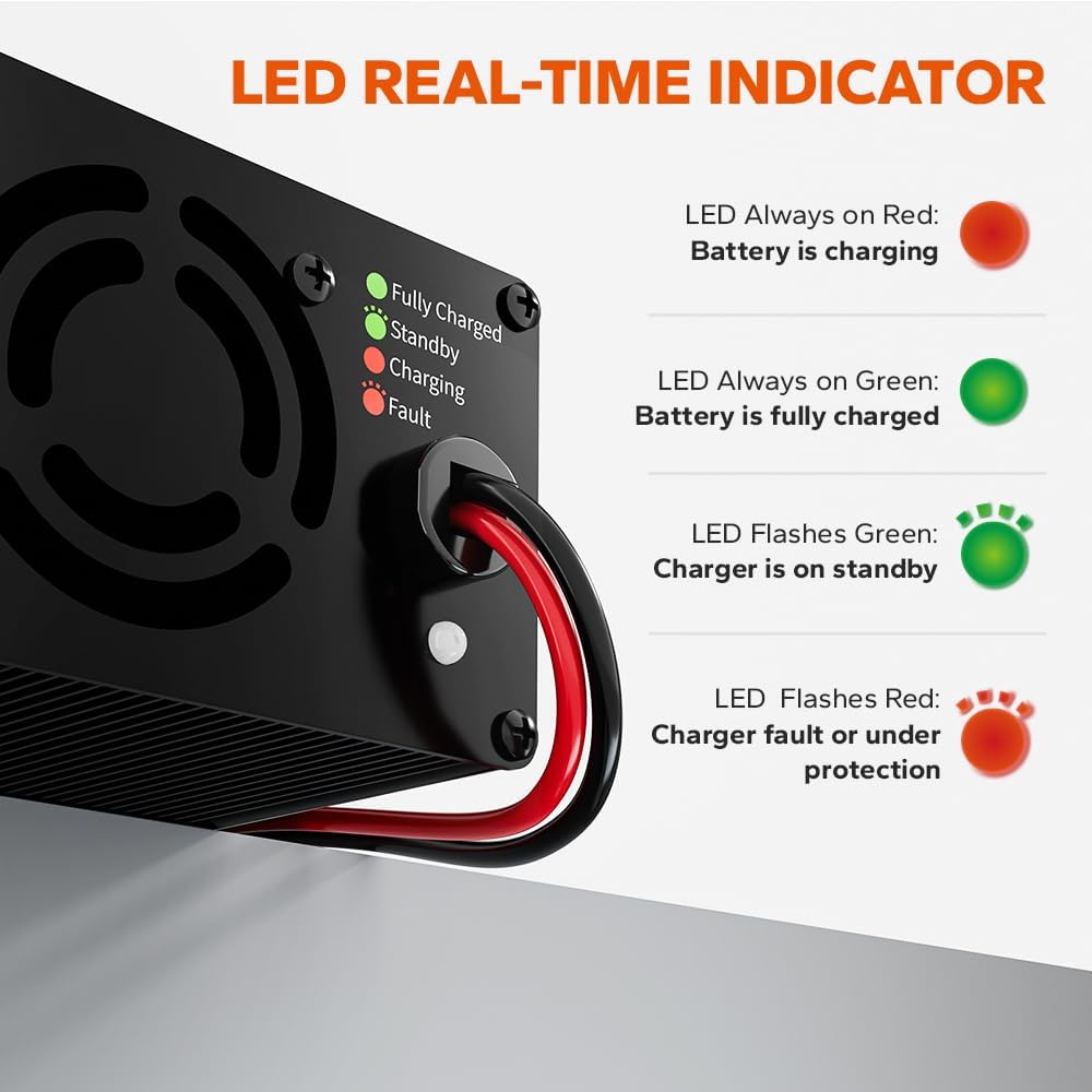 LiTime 12V 20A Lithium Battery Charger 14.6V LiFePO4 Battery Charger AC-DC Smart Charger with Anderson Connector LED Indicator Special for Lithium LiFePO4 Deep Cycle Rechargeable Batteries of Boat, RV