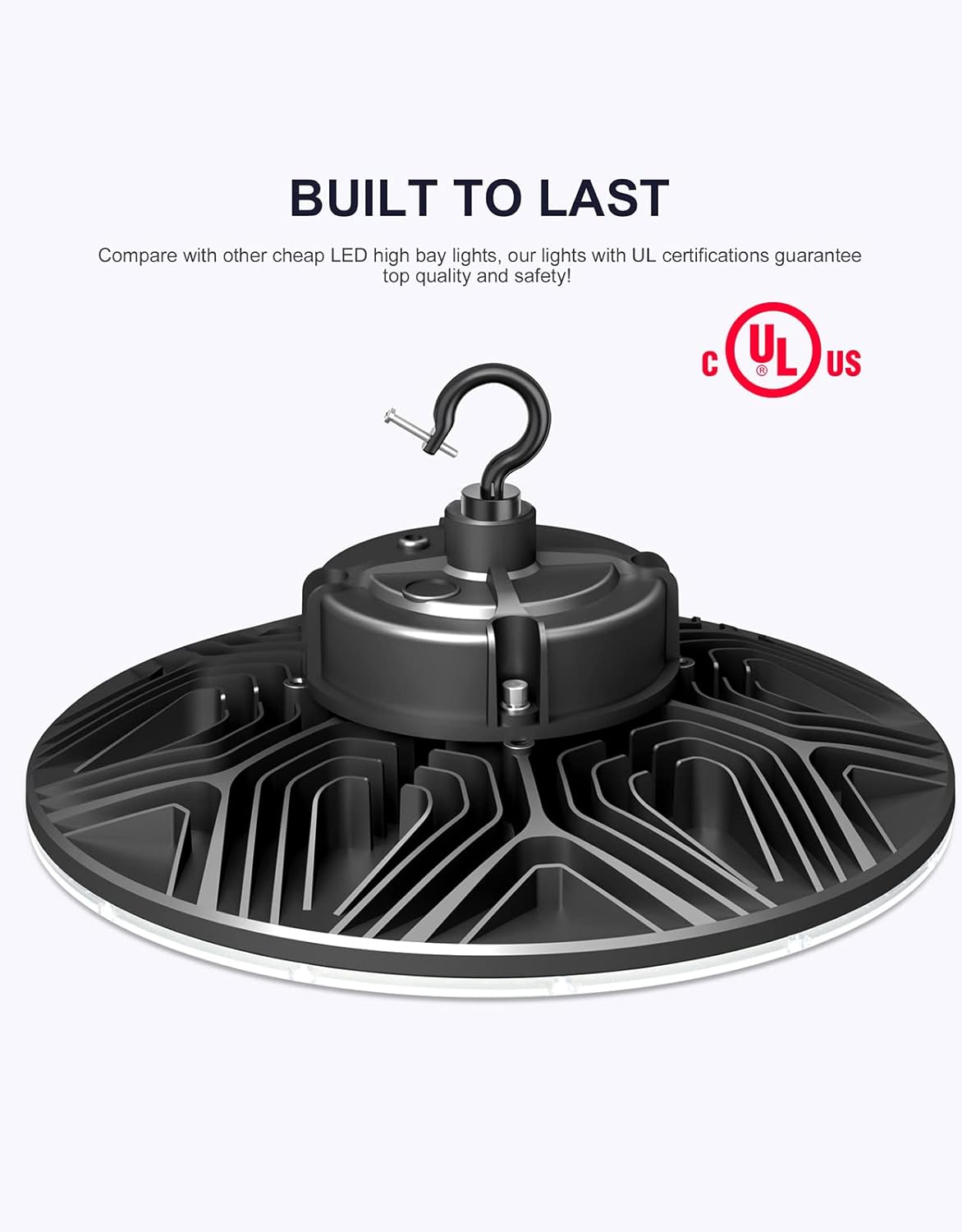 240W/200W/150W UFO LED High Bay Light, UL & DLC Listed 5000K Daylight 33600LM, 0-10V Dimmable, AC100-277V, IP65 Waterproof Commercial Bay Lighting Fixture for Warehouse Workshop(9 Pack)