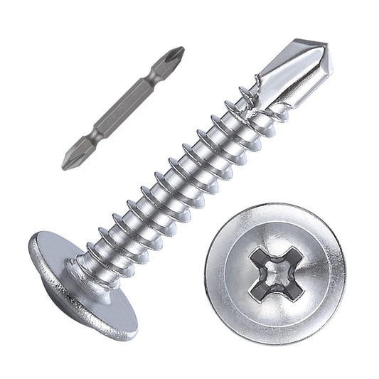 Wensilon（200pcs）#8×1”for Sheet Metal Self-Tapping Screws 410 Stainless Steel Truss Head High-Strength Quick Tapping Screws