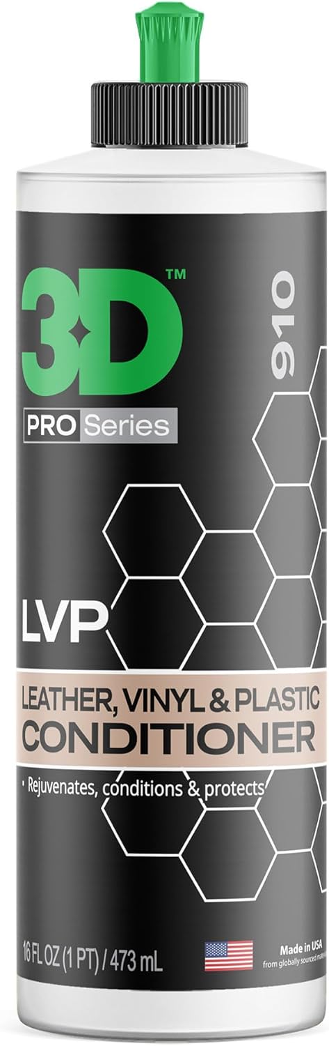 3D Leather, Vinyl & Plastic Conditioner | Restores, Conditions & Protects Car Interiors | Non-Greasy UV Protection for Seats, Steering Wheels, & Trim |16 oz