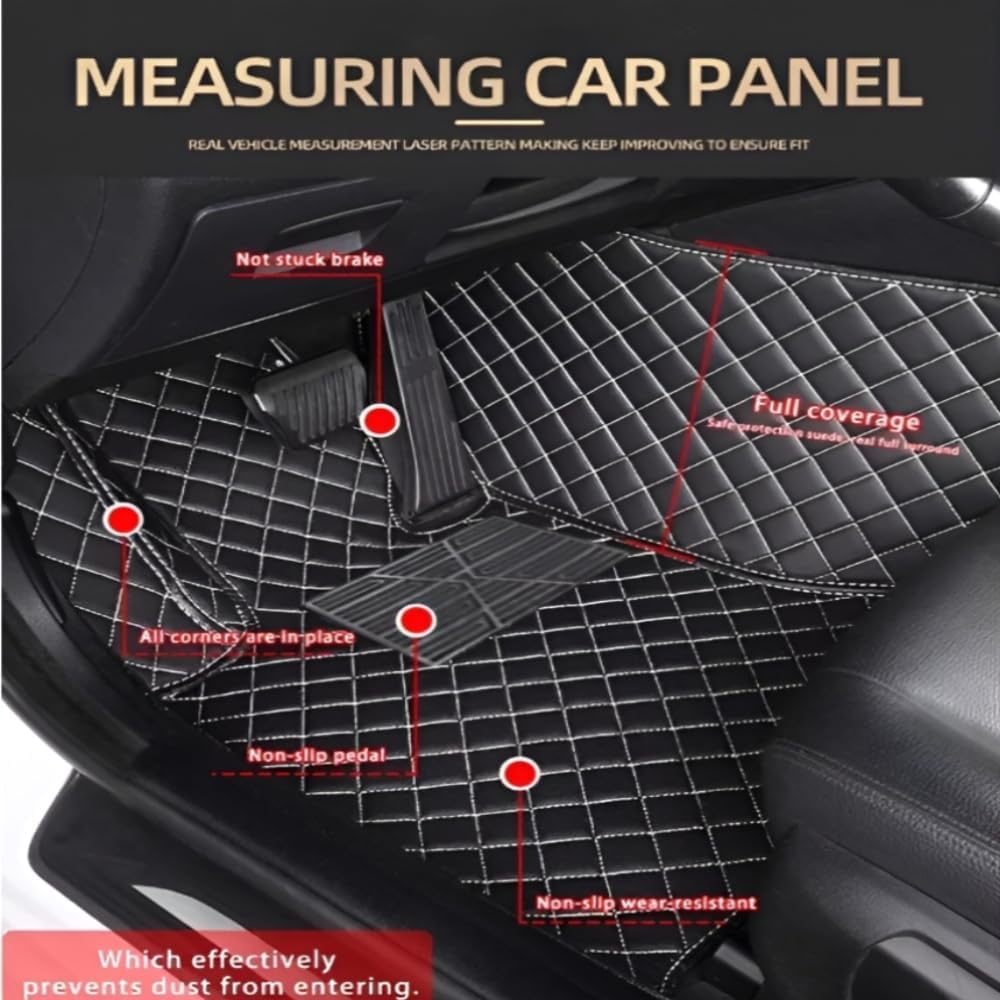 Add Personal Touch to Your Vehicle with IMEISH Customizable Logo Text Car Mats for 99% of vehiclesPads Protection Non-Slip Leather Floor Liners (Red Stripe)