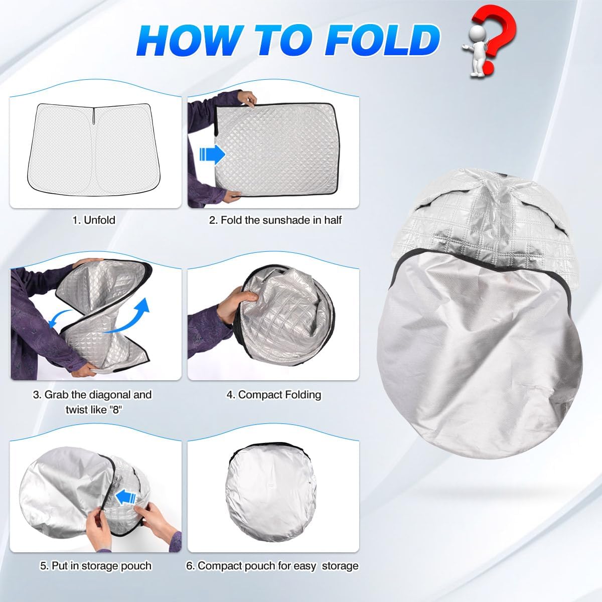 Windshield Sun Shade for Ford F-150 2015-2020 F150 Thicken 6-Layer Foldable Front Window Sunshade Sun Visor Protector Block UV Rays Keep Vehicle Cool