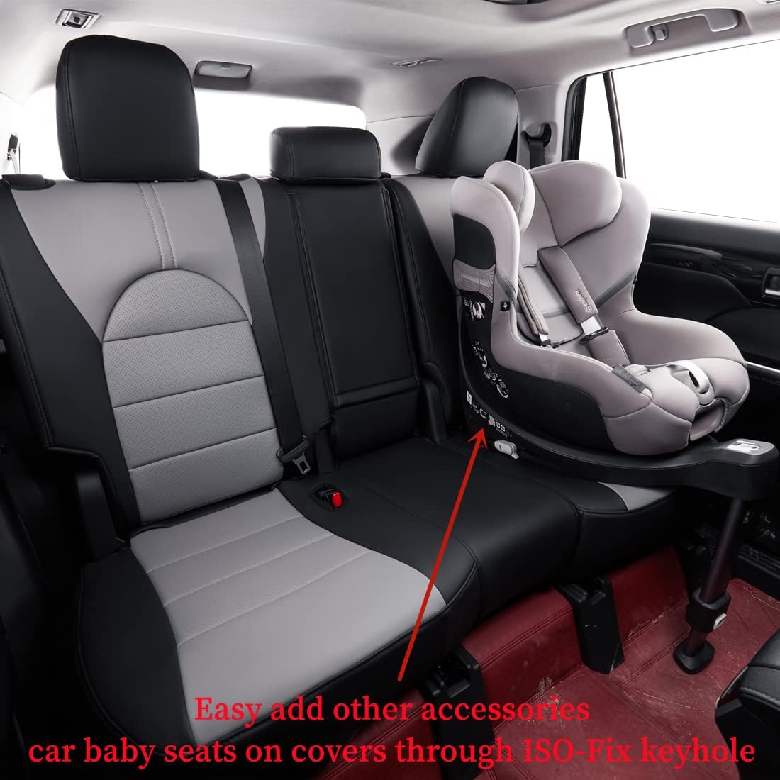 coverdream Camry Seat Covers Custom Fit for 2012-2017 Toyota Camry LE,XLE,Full Coverage Waterproof Leatherette Car Seat Protector (Full Set,Black/Gray)