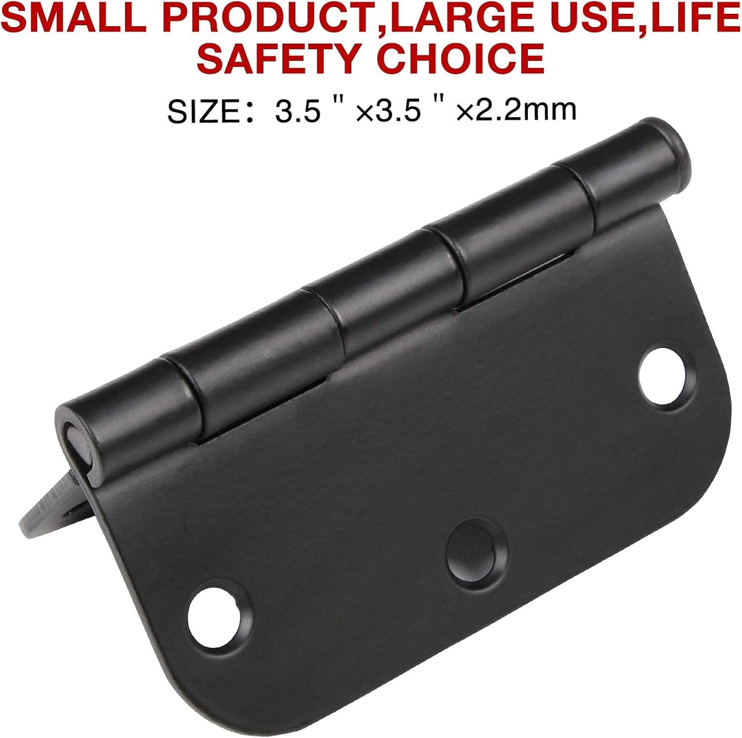 30 Pack Rounded Matte Black Door Hinges 3.5 Inch 5/8" Radius Interior 3 1/2" Flat Iron Bifold Residential Standard Bedroom Indoor for Doors 3 ½"Hardware Control House Home Decor Essentials Accessories