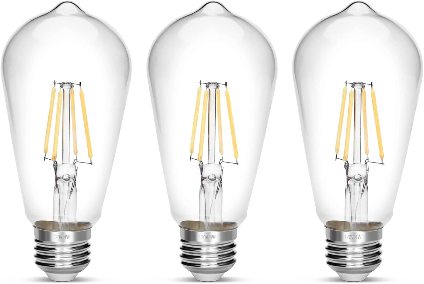 LED Edison Bulb 4W,Antique 40W Vintage Edison Bulb,E26 Light Bulb Non Dimmable Led Bulb 450 Lumens 5500K Cold White,Pack of 3