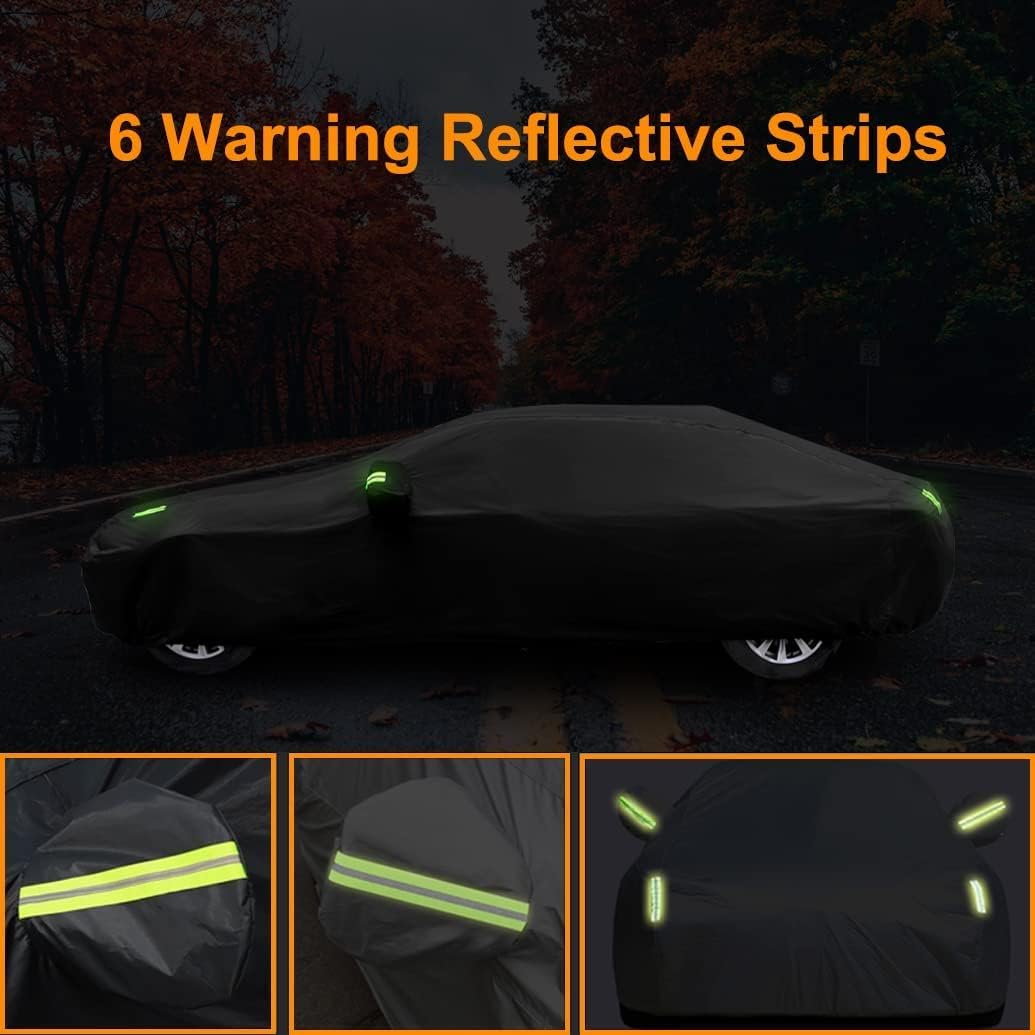 Car Cover Compatible with Cadillac CT4 2020-2025, Waterproof All Weather Car Cover with Cotton Lining, Rain Snow Sun Dust Car Covers with Reflective Strip and Windproof Straps, Outdoor Indoor