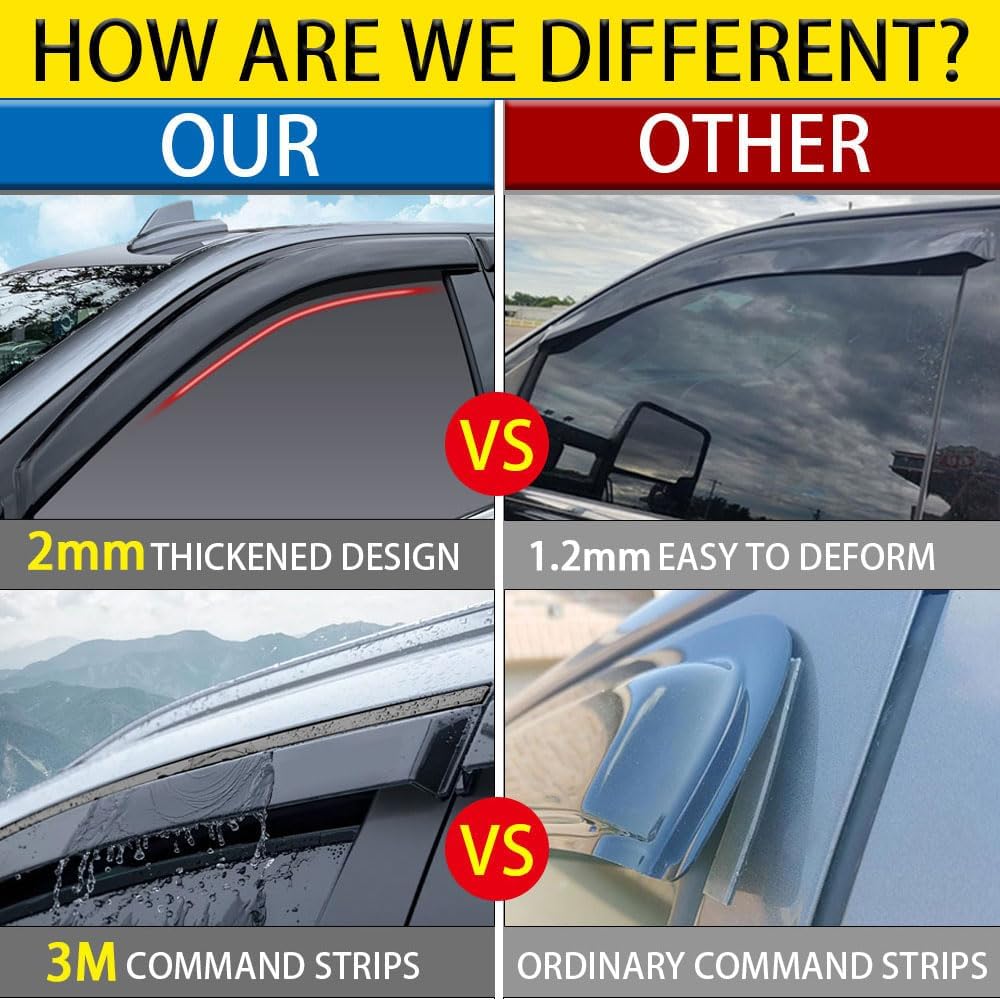 Rain Guards for Volkswagen Passat 2011-2018, Tape-on Side Window Deflectors for Volkswagen Passat, Window Visors for Volkswagen Cars, for Volkswagen Car Accessories 4 Rain Guards ＆ 2 Car Coasters